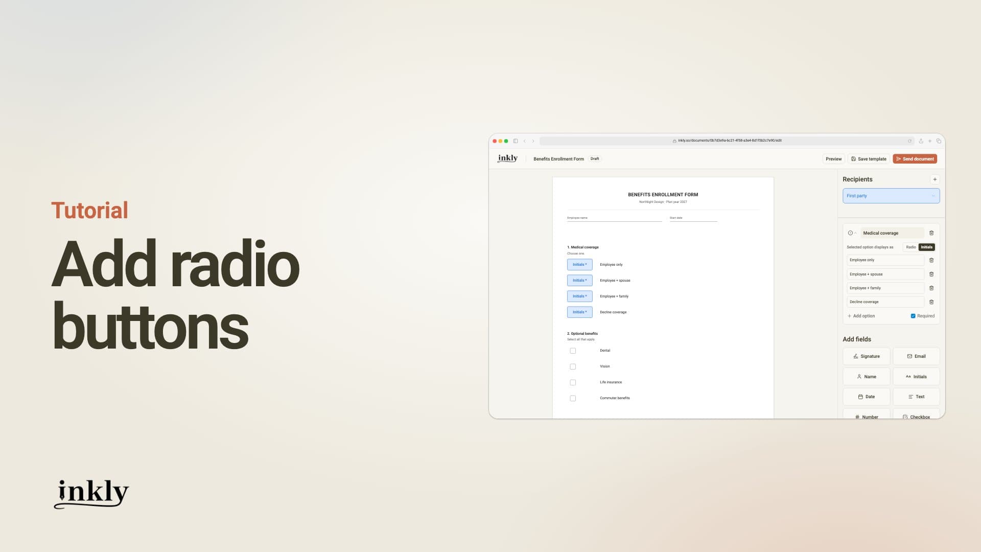 Add radio buttons video tutorial