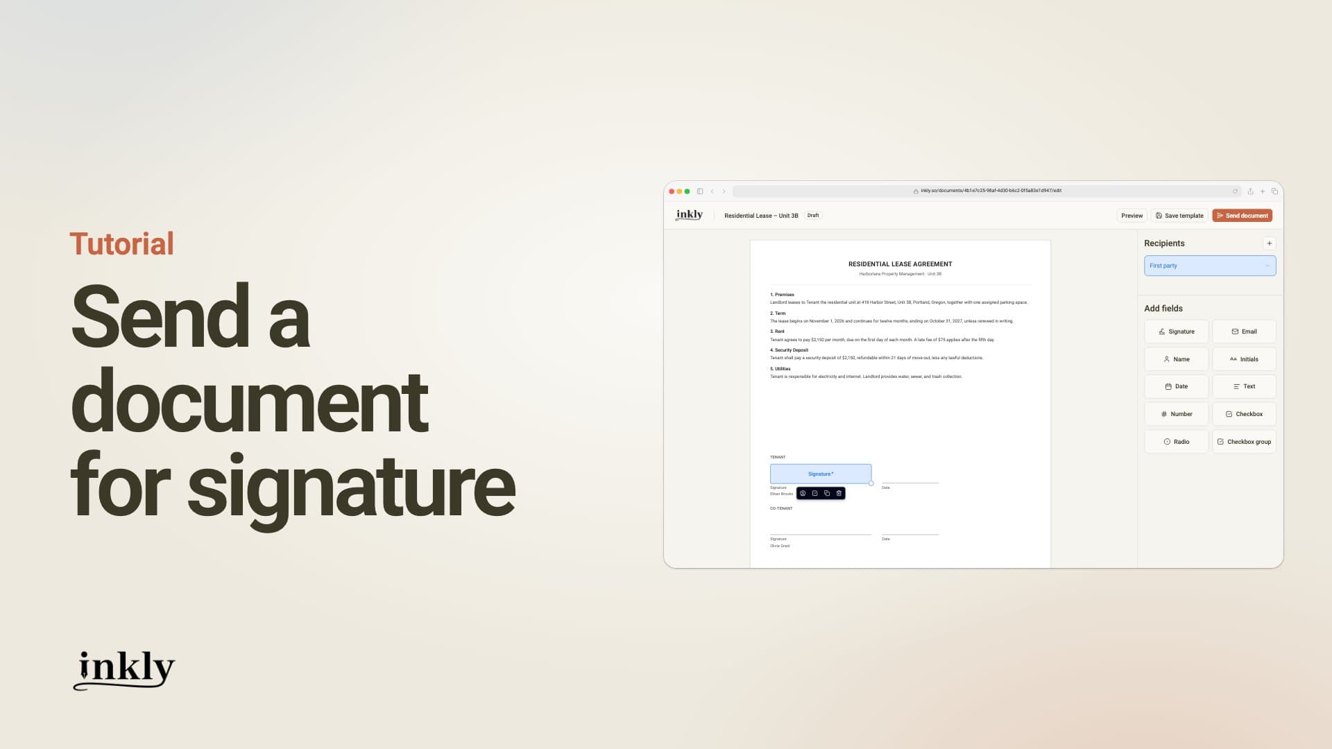 Send a document for signature video tutorial
